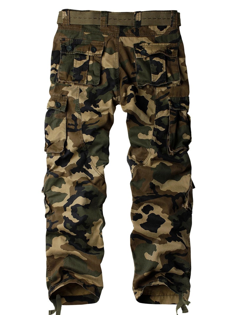 AKARMY Men's Camo Cargo Work Pants Cotton Military Army Casual Tactical Wild Combat Pants with 8 Pockets M Camo 32x32 - Image 2